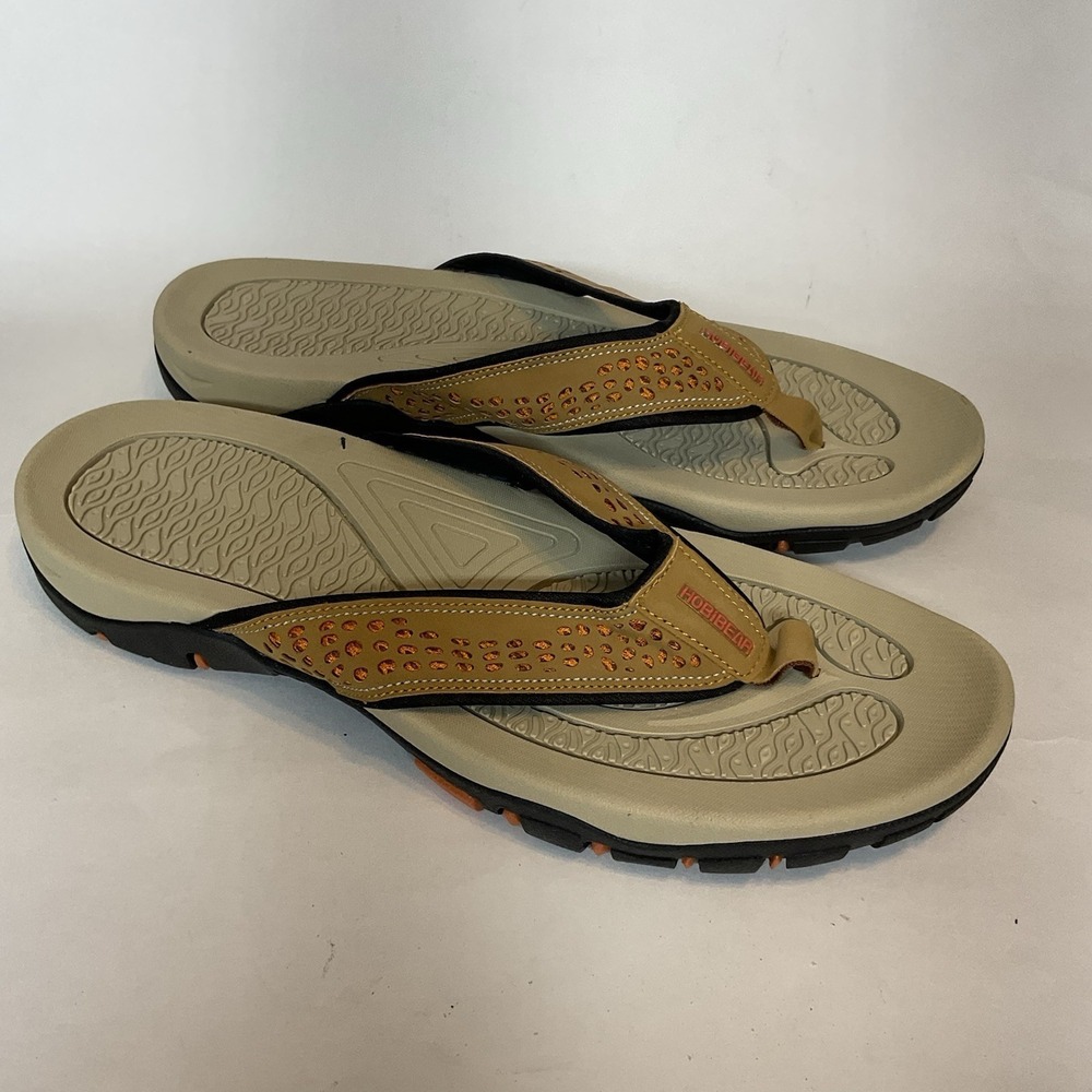 HobiBear Mens Sz 13 EU 47 Brown Flip Flops Sport Sandal Outdoor Beach HR5061
